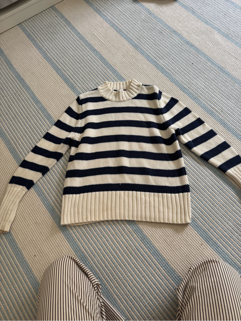 Striped Kule Navy and Cream Women's Knit Sweater